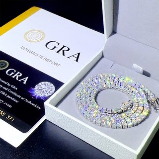 스모키쿼츠 남녀공용 힙합 모이사 테니스 체인 925 스털링 실버 골드 팔찌 2024, 11) white 색상 - 2mm moissanite, 없음