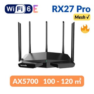Tenda WiFi6 라우터 AX5700 RX27 트라이 밴드 기가비트 와이파이 6E 메쉬 라우터 무선 라우터 160MHz 대역, 1개, 5) Add UK adapter - AX5700 Mes