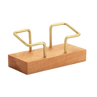 黑胡桃木原木名片夾，辦公室桌面名片收納架，可放70張名片，木質名片座，質感辦公用品, 1個, 1層