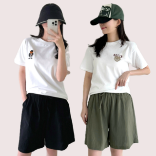 핏투핸드 2세트 여성용 순면 5부 여름 빅사이즈 반바지 밴딩 팬츠