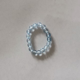 海藍寶串珠戒指 925純銀碎銀設計 珍珠點綴 簡約風格