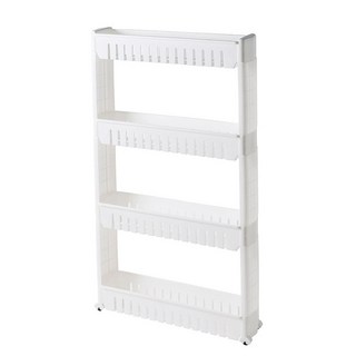 Rmeet 수납장 냉장고 세탁기 옆 좁은 공간 틈새 수납장 이동식 트롤리 수납 3단 4단, 1개, 화이트/4단