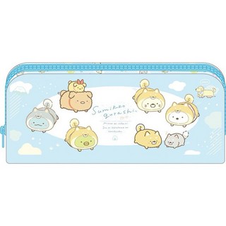 角落小夥伴 U型筆袋 恐龍 白熊 貓咪, 1個, 藍色, 藍色