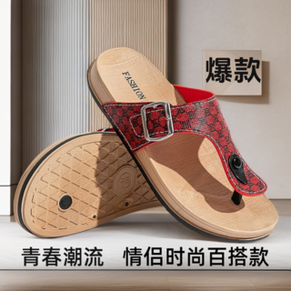 夏季新款人字拖鞋 时尚潮流百搭外穿防滑厚底休闲情侣人字拖男