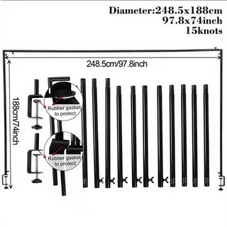 클램프가 있는 조정 가능한 46-98인치 테이블 아치 행거 결혼식 생일 파티 장식용 막대 스탠드 위, 02 Desktop style black