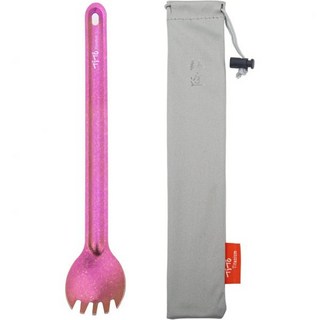 티토 티타늄 롱 핸들 스포크 및 스푼 친환경 초경량 휴대용 평면 식기 야외 캠핑 배낭여행 하이킹 여행 피크닉 식기 세트 가방 포함(스포크), 밝은 장미색 스포크