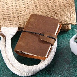 A9真皮活頁記事本 - 手帳 筆記本 日記本 記事本 隨身筆記本 質感筆記本 備忘錄 學生用品 小禮物 004, 1個, 棕色