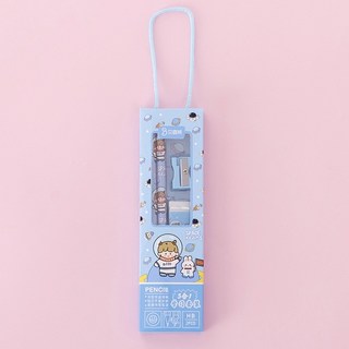 鉛筆 兒童文具 文具套裝 學生文具 開學畢業季禮物 學習 學生創意獎品禮盒 鉛筆5件套 手提文具套裝 幼兒園生日伴手禮, 1個, 藍色太空人