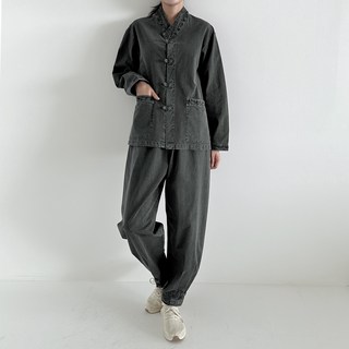 긴팔 가을 생활한복 개량한복 20수 자수티바지 저고리바지 남녀공용 실내용 절복 법복 국산한복