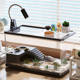 FONOW 아쿠아리움 거북이 사육함 어항 심플한 넓은 공간 어항, 1개, FONOW-블랙