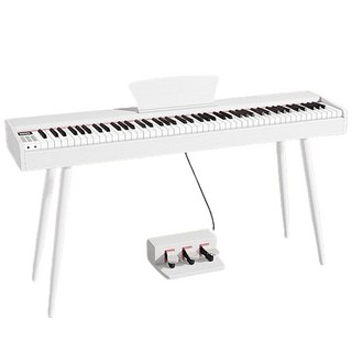 入門級電子鋼琴 88鍵標準琴鍵 多種音色選擇 藍牙連接 輕巧便攜, 木紋力度白+三踏+四支腳, 1套, LeGemCharr-5130L電鋼琴