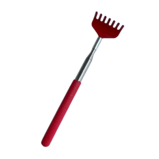 不鏽鋼 抓癢按摩二合一, 紅色 五段伸縮不求人, 1個