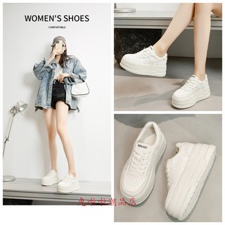 韓版女鞋厚底6.5CM增高小白鞋真皮小白鞋運動板鞋春季百搭厚底增高小個子運動休閒板老爹鞋 厚底鬆糕休閒鞋 運動鞋 女鞋