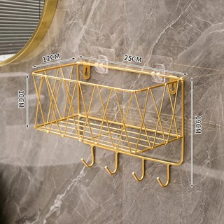 衛生間置物架 浴室廁所收納架 免打孔壁掛式置物籃 牆上掛鉤收納, 1個