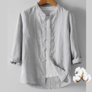 Blosun 여름 남자 빅사이즈 셔츠 린넨 남방 캐주얼 헨리넥 셔링블라우스 쿨링 긴팔티셔츠