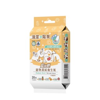 Pawluck Party 寵物濕式衛生紙 (犬貓適用) 清潔除臭 80抽, 1個, (20抽)寵物濕式衛生紙, 20抽
