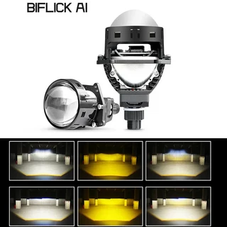 100W 3색상 3.0인치 바이 LED 프로젝터 렌즈 H7 헤드라이트 블루투스 자동차 액세서리, 01 빠른, 01 Tricolor Led LENS