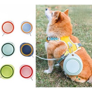 별빛미 강아지매너워터 고양이 식수 목줄 그릇 휴대용 실리콘 접이식 그릇 개 산책 야외 반려견 자동 원터치, 1개, 로즈 레드 600ML(1팩), 상세페이지 참고