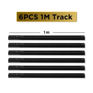 LED 트랙 라이트 레일 2 와이어 전기 0.5M 1M 스팟 Led 램프 조명 파자마 매장 스포트, 08 6 PCS 1M rail, 02 Black, 1개