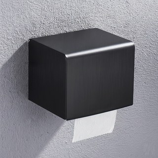 청결생활 화장실 무타공 방수 휴지걸이 강력접착식, 블랙, 1개