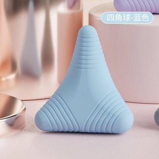 筋膜球背部矽膠按摩球：腰頸肩肌肉放鬆、四角花生球設計、頸椎大號按摩球、足底按摩器，舒緩疲勞, 1個, 豎紋矽膠四角球-藍色