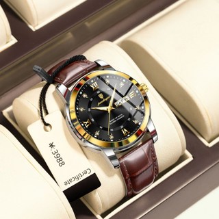 포스워백 남자 야광 방수 패션 가죽 손목 시계