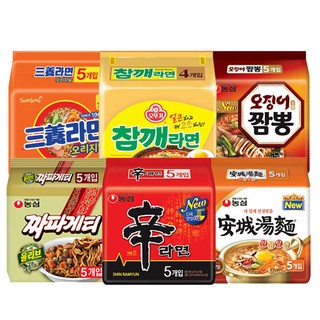 봉지라면 혼합 29 (신라면5+짜파게티5+안성탕면5+삼양라면5+참깨라면4+오징어짬뽕5), 단일속성, 29개