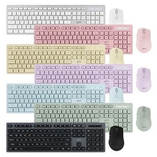 지클릭커 오피스프로 인체공학 무소음 무선 키보드 + 마우스 + 키스킨 세트, 일반형, 퍼플 (Purple), WMK10