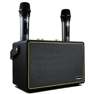 mtos 雙麥克風藍牙歡唱音響組 K97 迷你無線麥克風音箱 戶外便攜, 黑色