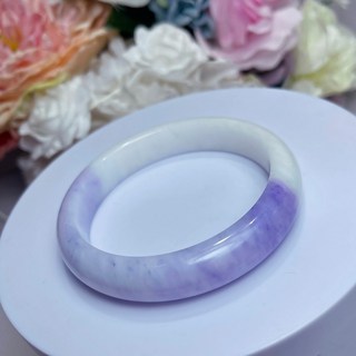 和田玉手鐲 稀有新疆紫白玉手環 內徑62mm 優雅玉鐲