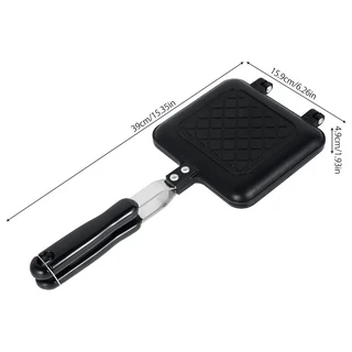 쿠쿠스토어 나무 손잡이가 달린 샌드위치 메이커 붙지 않는 그릴 팬 양면 치즈 휴대 스토브 탑, 02 D, 01 CHINA