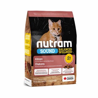 Nutram 紐頓 貓咪飼料 小貓飼料, 1個, S1幼貓配方, 2kg, 雞肉+鮭魚