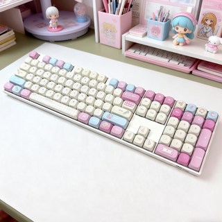 게이밍 기계식 키보드 유선 무선 블루투스 3모드 지원 저소음 적축 RGB 커스텀 키캡 독거미 디자인 사무실 사용 적합한 풀배열 키보드, 오렌지축, 핑크 블루 문구 열교환