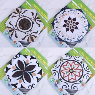 4종 육각형 데코타일 에스닉 패턴 하드코팅 포인트 타일시트지, HOMS247