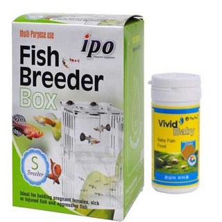 구피 디바인더 부화통 소 + 핑퐁 비비드 베이비 열대어 치어 전용사료 세트, 1세트