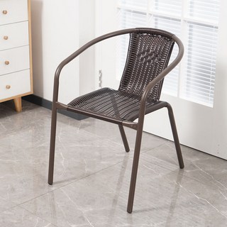 【椿嶼】露天奶茶店椅子靠背室外陽臺休閒仿藤椅戶外單人家用堆疊商用餐椅, 編藤咖啡（1把不發）, 1個