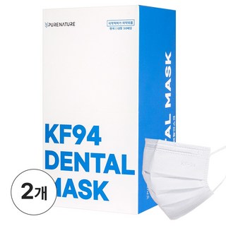 퓨어네이처 KF94덴탈마스크 국산 숨쉬기편한 마스크 개별포장, 30매입, 2개, 화이트 대형