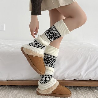 어나더뷰 2853 [5컬러] 라엔 노르딕 니트 레그워머 뜨개 발토시 니삭스 종아리커버 겨울 어그부츠