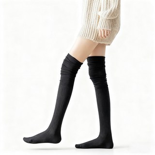 Serlace 韓系針織大腿襪堆堆襪 - 過膝長腿襪，時尚百搭JK襪