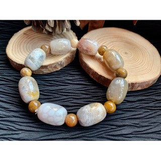 畫意坊 珊瑚玉手串 玉桶珠 玉化珊瑚石菊花石 菊花玉桶形珠 化石手串手珠 母親節飾品