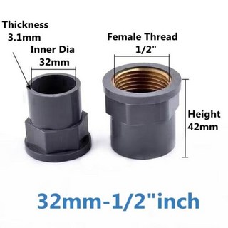 PVC 파이프 PVC 튜브 TUBE 회색 구리 암나사 파이프 소켓 직선 정원 관개 급수관 조인트 20 32mm 12 1 인치 13 개, 1개