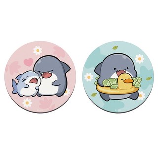 胖鯊魚鯊西米 軟式珪藻土吸水杯墊 (2入組) 硅藻土防滑隔熱墊, 1個, 雛菊小鴨