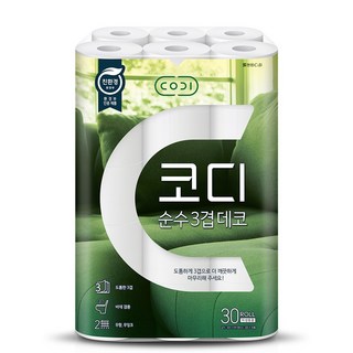 코디 순수 3겹데코 화장지, 30m, 30개입, 1개