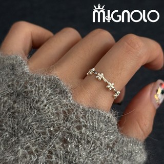 MIGNOLO 雛菊鏈節戒指 唯美簡約百搭戒指 銀戒 開口可調式戒指