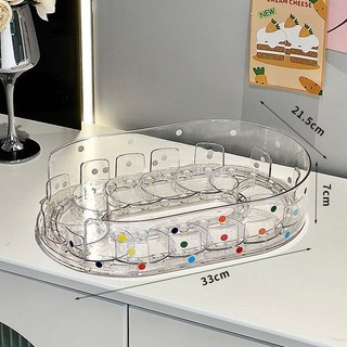 熱銷新品 冰箱飲料整理旋轉盤調味調料加厚收納神器廚房瓶子料置物架罐轉盤, 1個, 透明波點旋轉盤