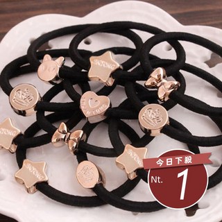 韓版造型電鍍黑色髮圈 髮飾 束髮圈 束髮帶 綁頭髮