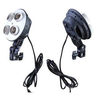 YiDA E27四聯燈座 適用省電燈泡 LED燈泡 兩段開關 燈架自備, 1個