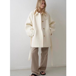 ᴷᴼᴿᴱᴬ 高端極簡慵懶立領綁帶中長款羊毛大衣，韓版時尚，修身顯瘦，冬季保暖外套，兩色可選