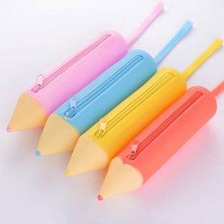 star starred 말랑 실리콘 몽당 연필 필통 파우치, 1세트, 4컬러 4개입