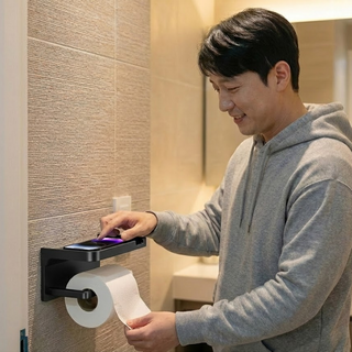 씨엔알비 화장실 동반자 휴지 걸이, 1개, 그레이